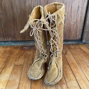 Vintage suede moccasin boots